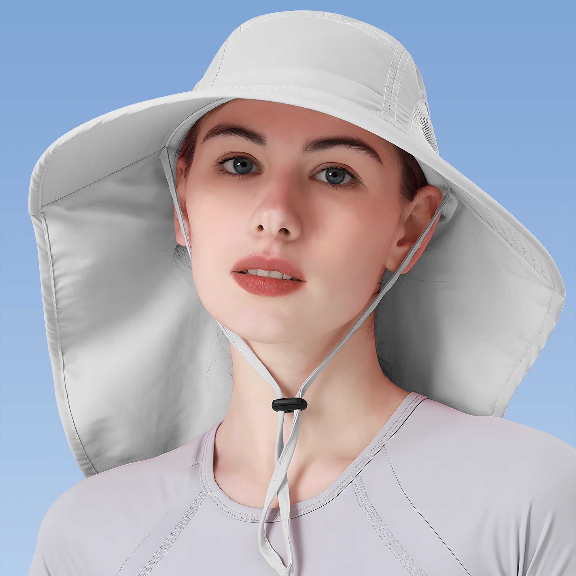 REDESS Outdoor Sun Hats for Women,Nylon UPF Protection Fishing Bucket Hat with Neck Flap,Grey