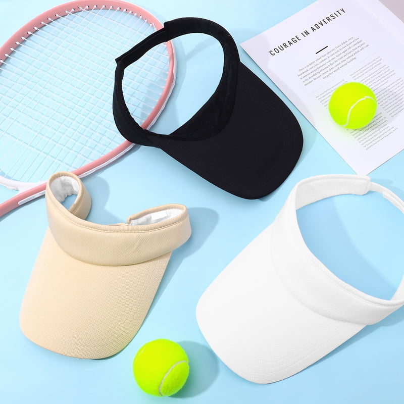 Hengguang 3 Pack Sports Sun Visor Men Women, Golf Visor with Velcro, Ladies Solid Visor Hat for Running, Tennis, Beach