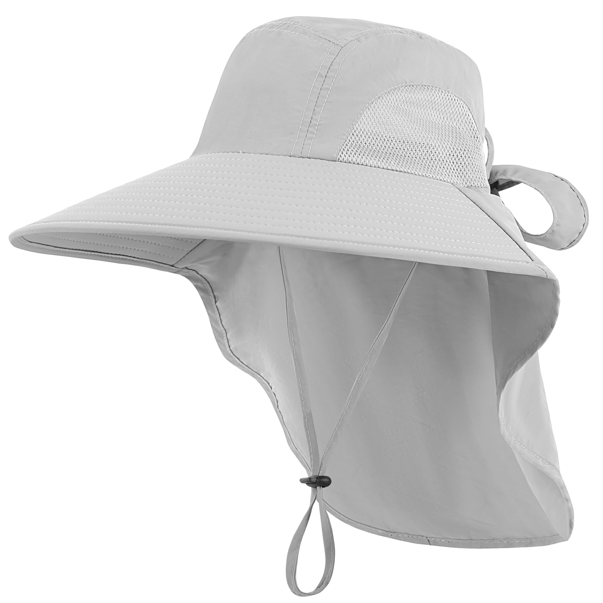 REDESS Outdoor Sun Hats for Women,Nylon UPF Protection Fishing Bucket Hat with Neck Flap,Grey
