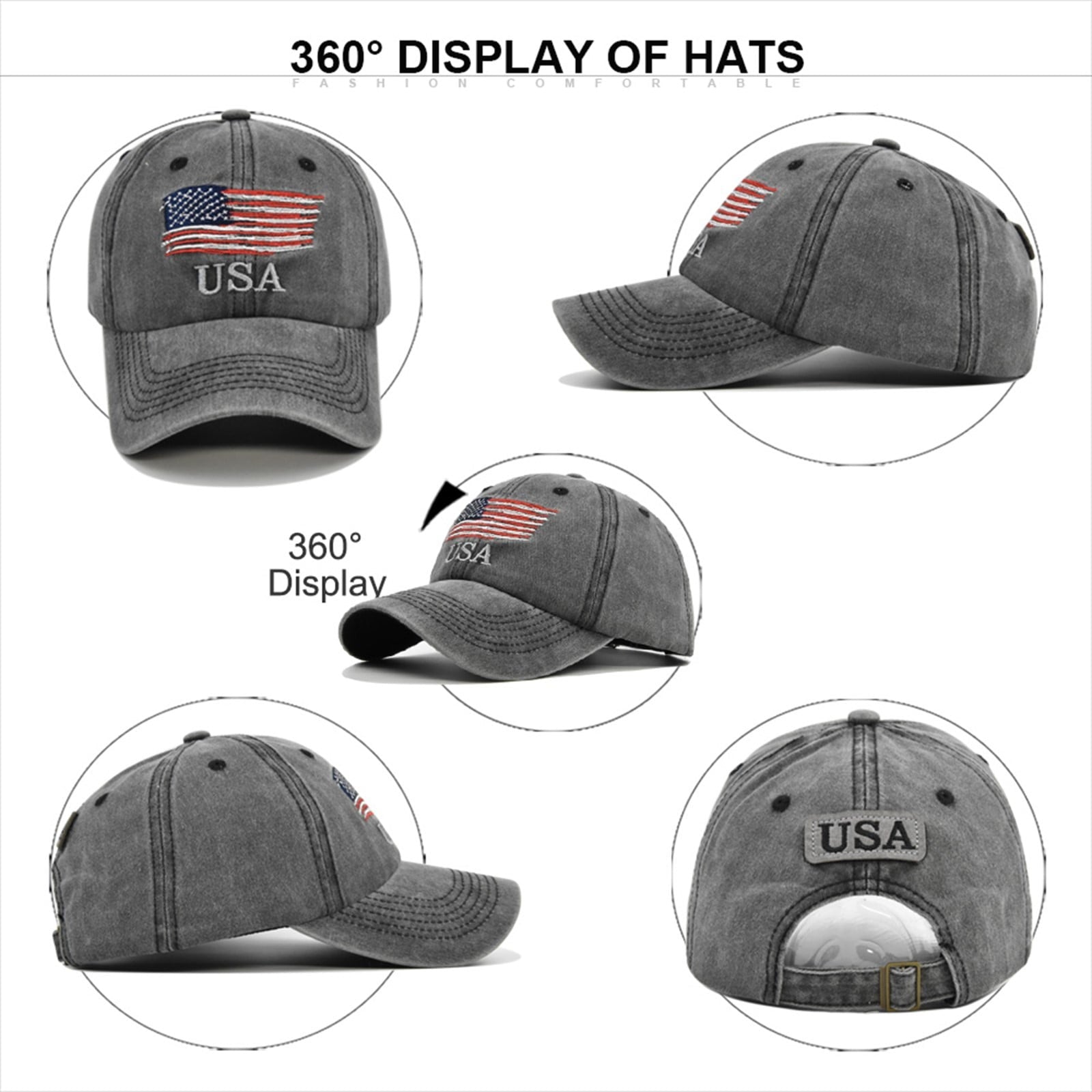 Vintage Baseball Hats for Men American Flag Patch Breathable Mesh Classic Baseball Caps Adjust Cotton Running Ball Hats