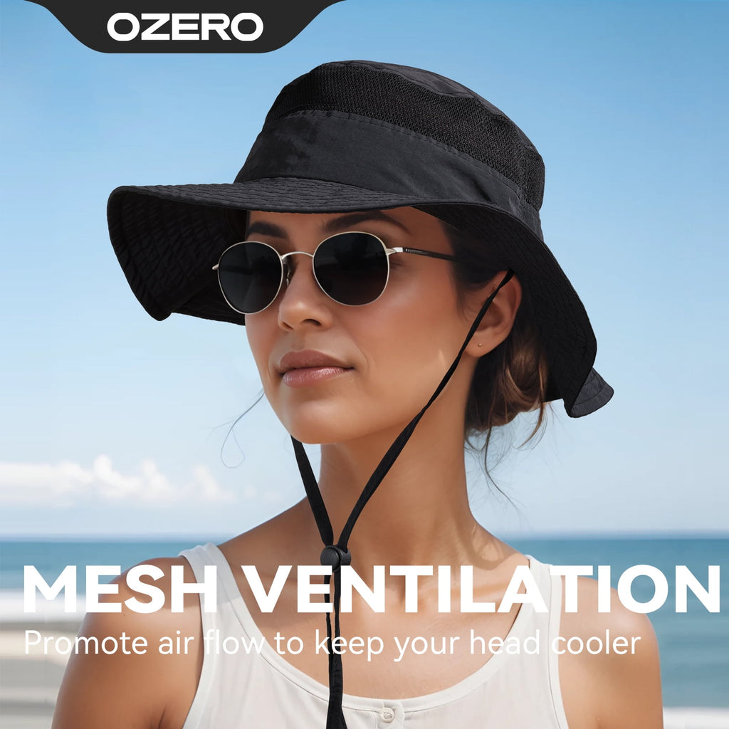 OZERO Sun Hat for Men Women：UV Protection Breathable Wide Brim Bucket Hat for Summer Fishing, Hiking, Camping Lightweight Outdoor Adventure Cap