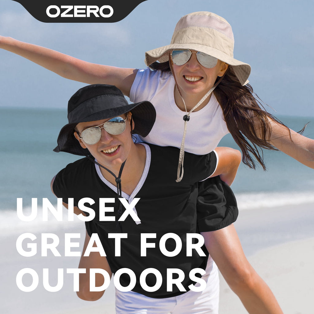OZERO Sun Hat for Men Women：UV Protection Breathable Wide Brim Bucket Hat for Summer Fishing, Hiking, Camping Lightweight Outdoor Adventure Cap