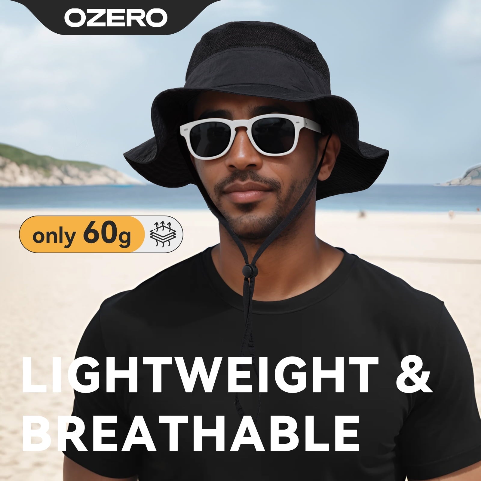 OZERO Sun Hat for Men Women：UV Protection Breathable Wide Brim Bucket Hat for Summer Fishing, Hiking, Camping Lightweight Outdoor Adventure Cap