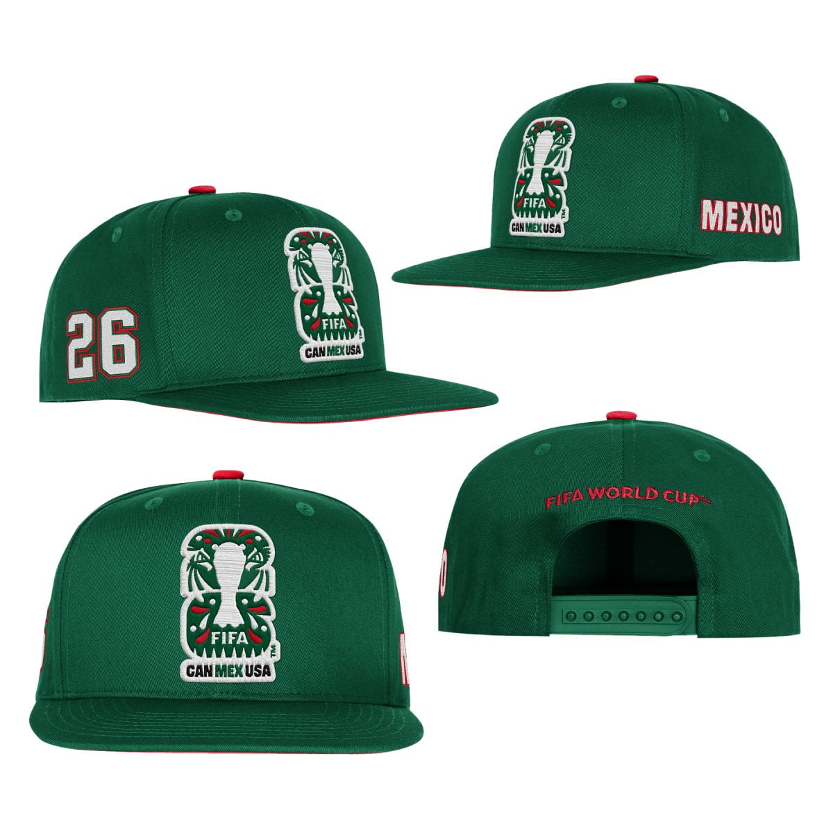 FIFA World Cup 2026 Men's Green Mexico FIFA 26 Flat Brim Snapback Soccer Hat