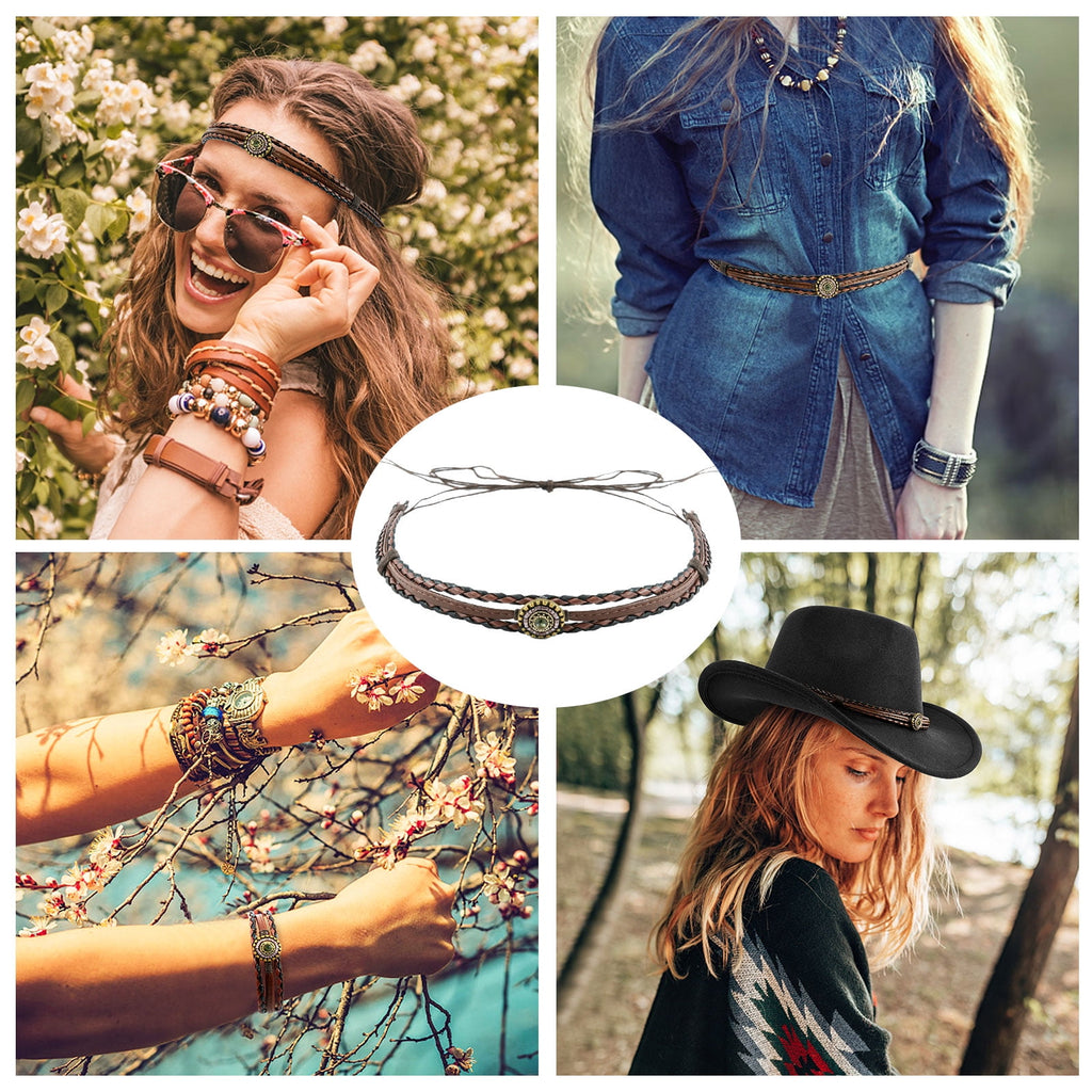 WoWstyle Cowboy Hat for Adult Men Women Cowgirl Hat with Adjustable Leather Hat Band Western Cattleman Cow Boy Rodeo Outfit(Black)