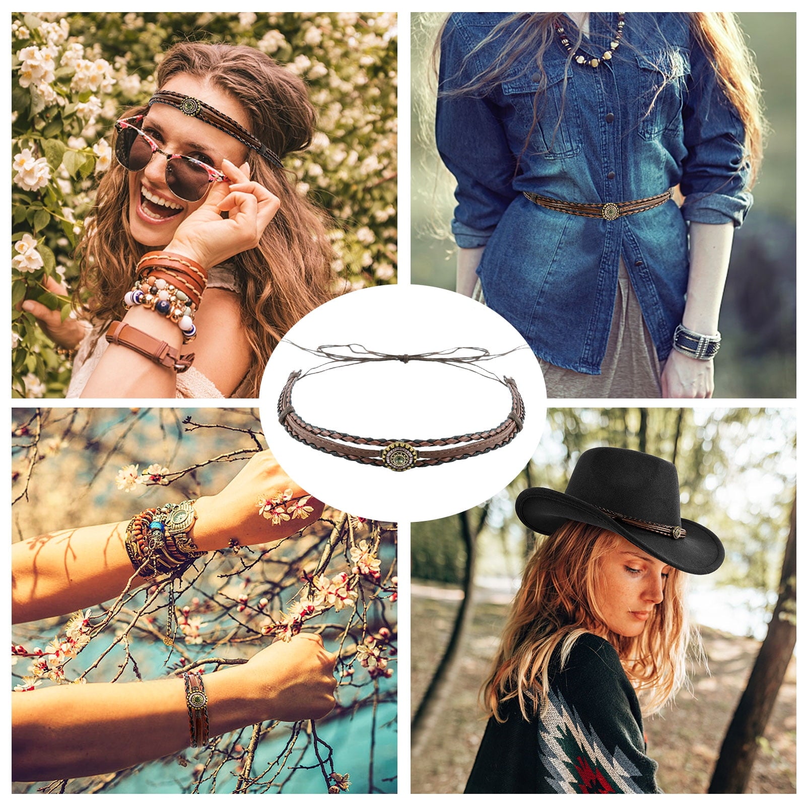 WoWstyle Cowboy Hat for Adult Men Women Cowgirl Hat with Adjustable Leather Hat Band Western Cattleman Cow Boy Rodeo Outfit(Black)