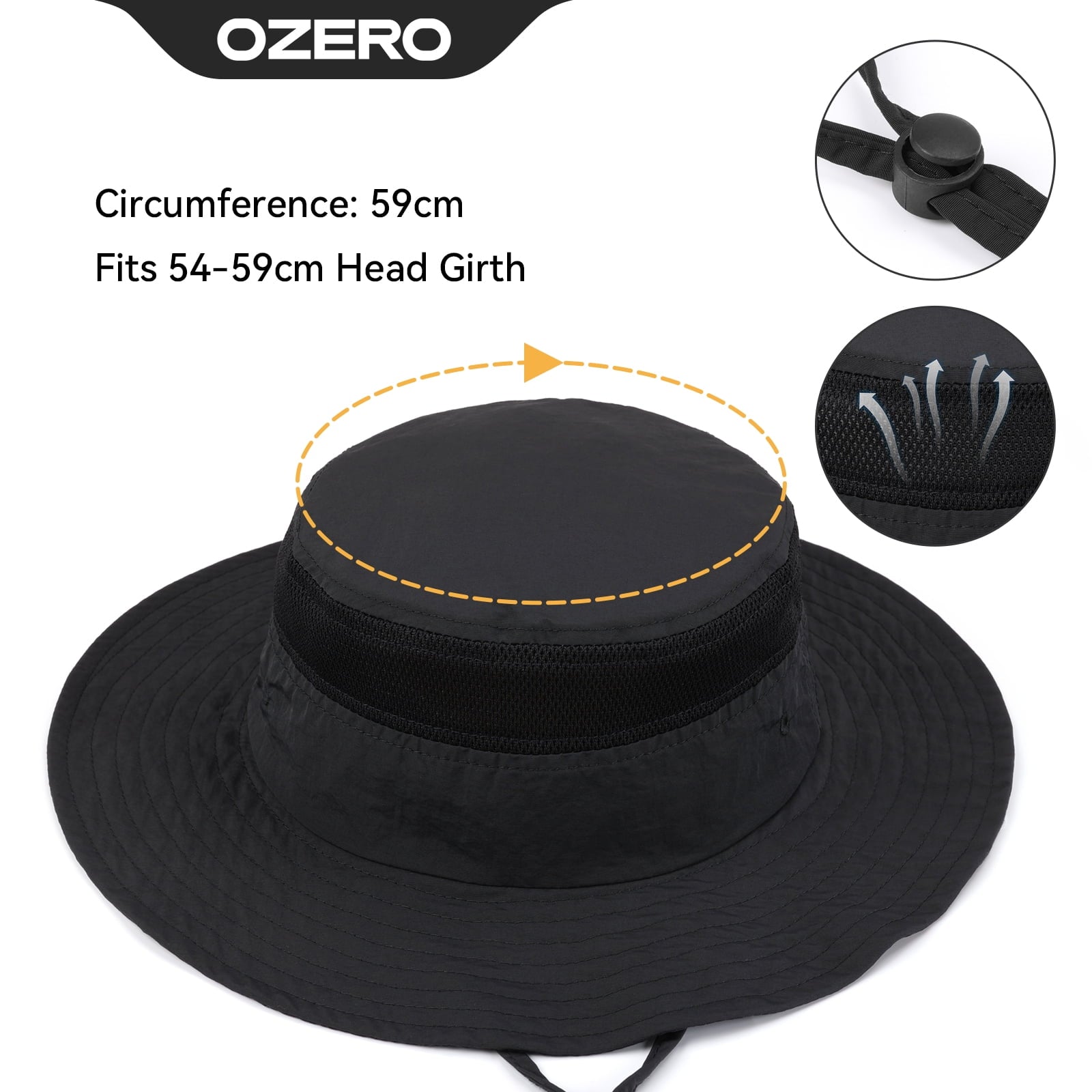 OZERO Sun Hat for Men Women：UV Protection Breathable Wide Brim Bucket Hat for Summer Fishing, Hiking, Camping Lightweight Outdoor Adventure Cap