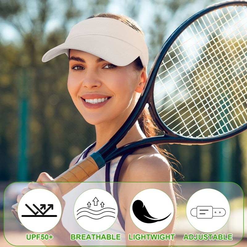 Hengguang 3 Pack Sports Sun Visor Men Women, Golf Visor with Velcro, Ladies Solid Visor Hat for Running, Tennis, Beach